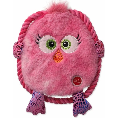 Dog Fantasy Hračka Monsters ploché kura růžové šuštiaci s provazom 18 cm