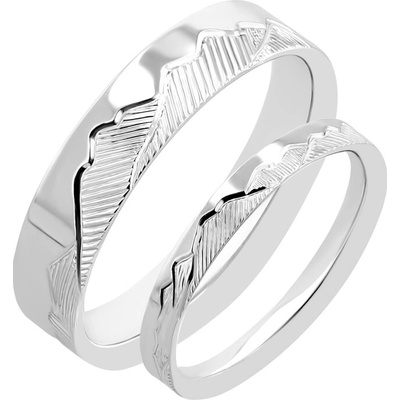 Eppi Platinové svadobné obrúčky s ručnou rytinou hôr Jannick RW47694