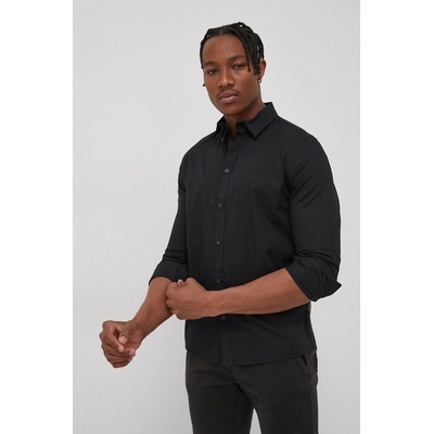 Solid Риза Solid мъжка в черно със стандартна кройка с яка с копче (21103247.799000)
