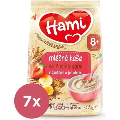 Hami Mléčná kaše se 7 obilninami s banánem a jahodami 7 x 210 g