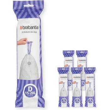 Brabantia Торбички за кош Brabantia PerfectFit Sort&Go/Built-In 1005569, Размер D, 15-20 л, 120 броя, Бял (1005569)