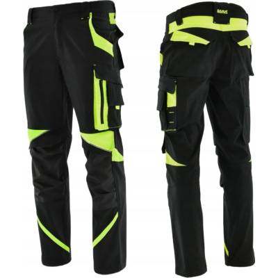 Sara Workwear Strečové kalhoty Neoflex černé žluté