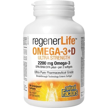Image 1 of Natural Factors RegenerLife Omega-3+D Ultra Strength [90 дражета]