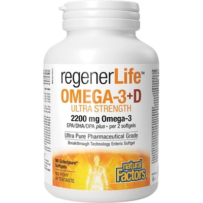 Natural Factors RegenerLife Omega-3+D Ultra Strength [90 дражета]