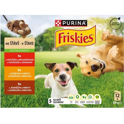 Friskies Adult kapsičky pro psy hovězí kuře jehněčí ve šťávě 12 x 85 g