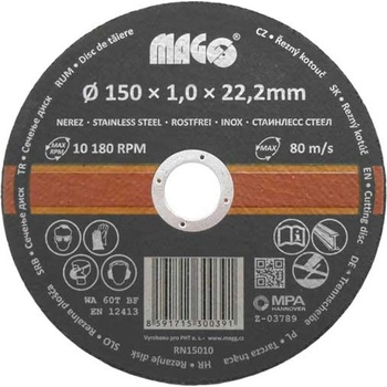 Magg Řezný kotouč na nerez 150 x 1,0 x 22,2 mm RN15010