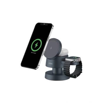 Ttec Безжично Wireless зарядно ttec AirCharger Quattro Mini MagSafe Comp. 4in1 iPhone + Apple Watch + AirPods Wireless Foldable Charging Stand - Черно