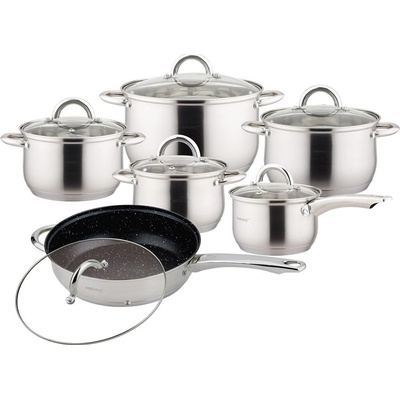 KINGHoff Sada ocelových hrnců Hrnce Silver Marble 12 Ele