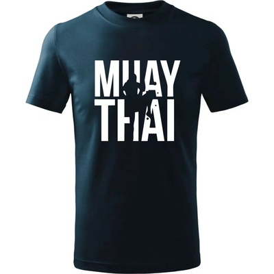 Nápis Muay Thai tričko detské tmavomodrá