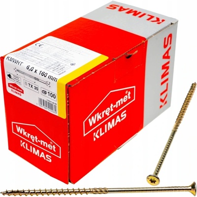KLIMAS Wkret-met WKCS Ø6 mm TX-30 konstrukční vrut do dřeva se zápustnou hlavou 160 mm - 100 ks