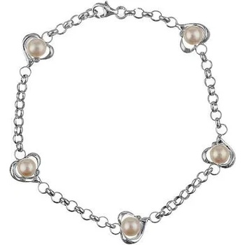 Image 1 of Swan Сребърна гривна със сладководни бели перли ISL0091 Swan