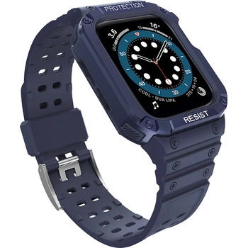 HQWear Комплект каишка + кейс HQWear за Apple Watch 7/6/5/4/3/2 / SE (45/44/42mm), Син (KXG0022774)