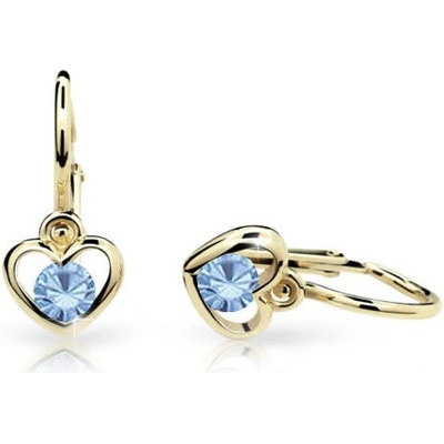 Cutie Jewellery detské zlaté náušnice srdiečka C1943Z Arctic Blue