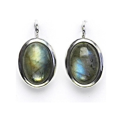 Čištín Stříbrné náušnice, přírodní kámen labradorit - NK 1454