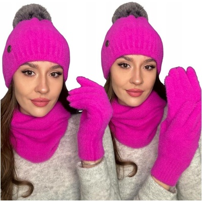 Fashionweek Dámský zimní set čepice šála a rukavice S3068 fuchsie – Zbozi.Blesk.cz