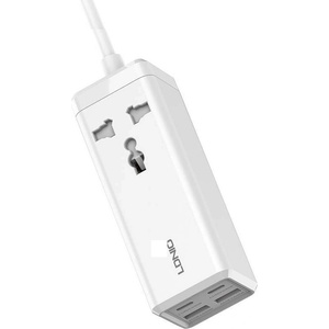 LDNIO Разклонител с 1 изход и вградени 2хUSB-C и 2хUSB-A изхода за мобилни устройства - LDNIO SC1418 Desktop Power Strip With USB-C Hub 65W (бял) (SC1418)