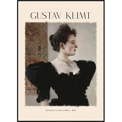 Jen tak z lásky Gustav Klimt - Portrét ženy v černém Rozměr plakátu: A4 (21 x 29,7 cm) – Zboží Dáma