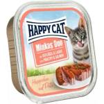 Happy Cat Minkas Duo Poultry & Salmon - хапки в желе върху пастет за котки, с домашни птици и сьомга, 100 гр, Германия - 70175