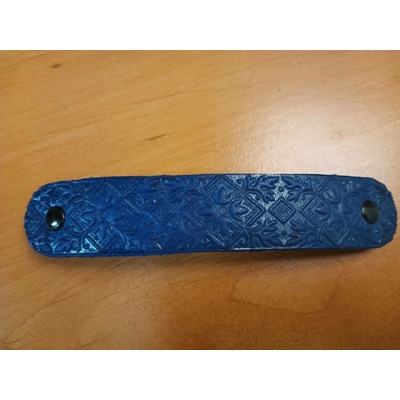 Kožená spona do vlasů č.38 Barva: Modrá, Velikost: extra dlouhá (10cm)