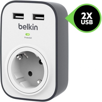 Belkin SurgeCube BSV103 Surge Protector Plug - ел. предпазител с 2 USB порта за зареждане 2.4A на мобилни устройства
