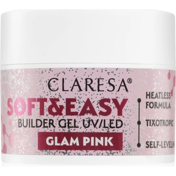 Claresa Soft&Easy Builder Gel основно гел покритие за нокти цвят Glam Pink 12 гр