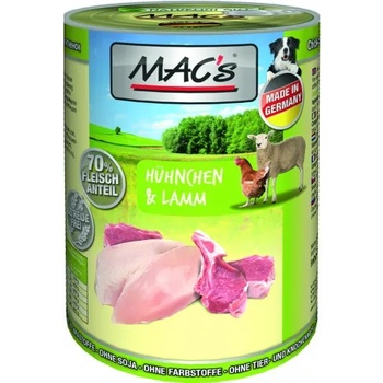 MAC's Mac’s Dog Adult, консерва за пораснали кучета, БЕЗ ЗЪРНО, с пиле и агне (мин. 70% месо), 400 гр - Германия - 920VE