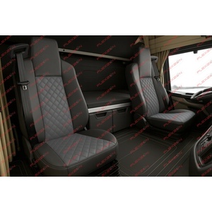  Комплект 1+1 тапицерия от еко кожа за man tgx euro 6 2021+ - сиво-черно