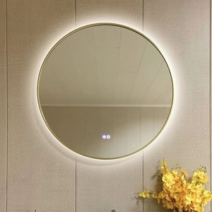 Inter Ceramic Огледало с осветление и антизапотяване Inter Ceramic, 80 см, алуминиева рамка, златна (1855/80 BRUSH LIGHT GOLD)