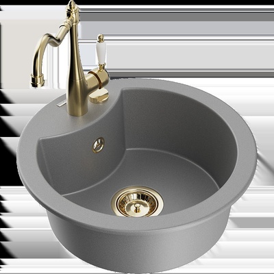 Diego Еднокамерен гранитен кухненски мивка с батерия Carla, сив - 6512-71-670700-50 (6512-71-670700-50)