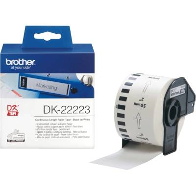 Brother DK-22223 White Continuous Length Paper Tape 50mm x 30.48m (Black on White)