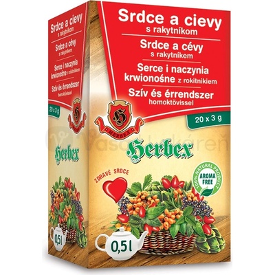 Herbex Srdce a cievy s rakytníkom bylinný čaj 20 x 3 g