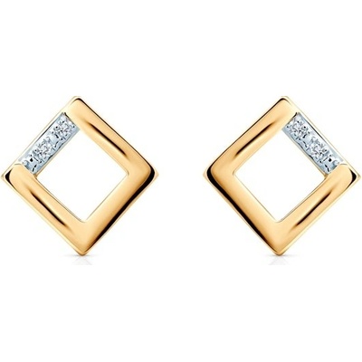 Savicki náušnice štvorce zlaté diamanty SAVE71609 Y S