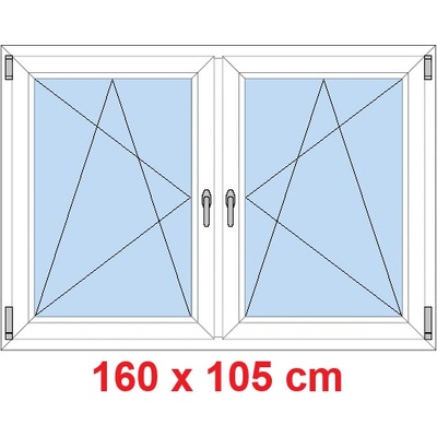 Soft Dvoukřídlé plastové okno 160x105 cm OS+OS se sloupkem Bílá