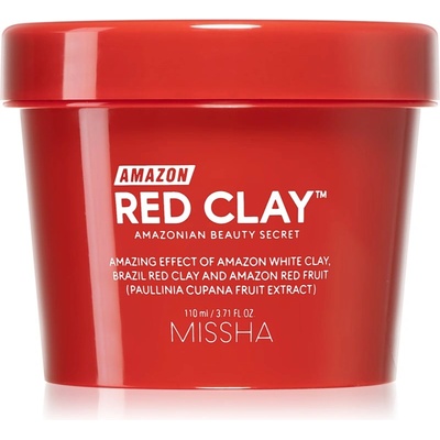 Missha Amazon Red Clay почистваща маска за редуциране на кожния себум и минимизиране на порите с глина 110ml
