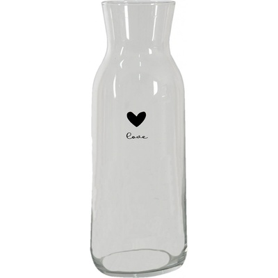 Skleněná karafa s černým srdíčkem Love Ø 9*25 cm / 1000 ml