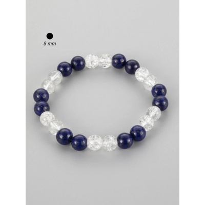 Prosperk Krásný náramek z korálků křišťálu a lapis lazuli modrobílá S2348