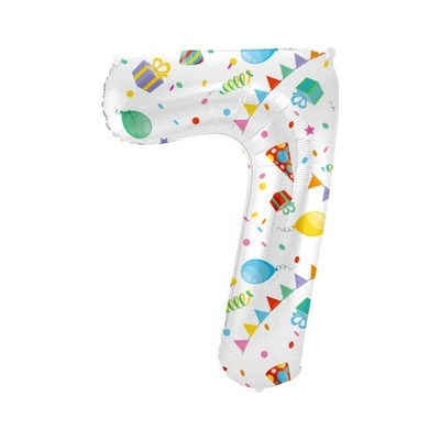 Růžička Balónik fóliový číslo 7 Farebná party 86 cm