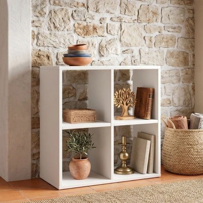 TopMebel Куб меламинов рафт за книги в бял цвят 60x30x60см