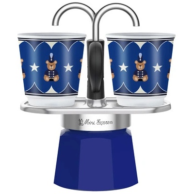 Bialetti Veselé Vánoce Mini Express 2tz + 2 šálky Blue