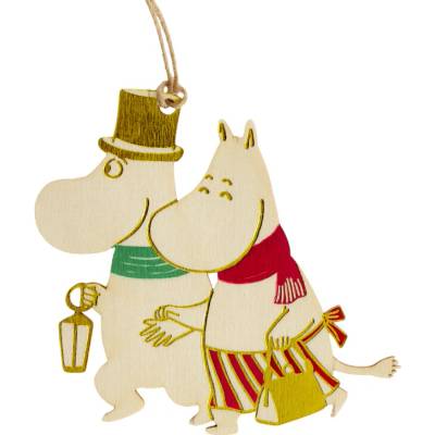 Muurla Vianočná dekorácia Moominmamma & Moominpappa, preglejka