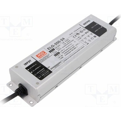 MEAN WELL ELG-200-24 Napájecí zdroj: spínaný; LED; 201,6W; 24VDC; 8,4A; 100÷305VAC; IP67