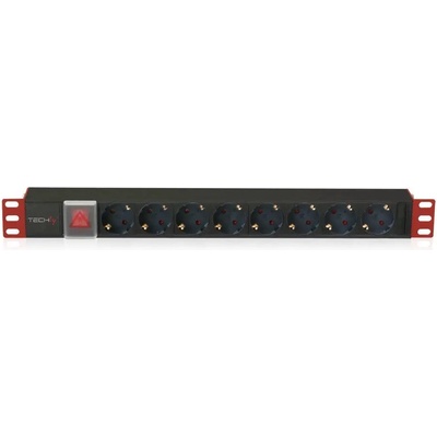 TECHLY I-CASE STRIP-81UD разпределителен блок за захранване (PDU) 8 AC изход(а) 1U Черен, Червен (100488)