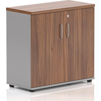 Nábytek Designový cz SB282 19 - Kancelářský regál Komfort, 80x38,5x76 cm, dveře 2/2, ořech/šedá – Zboží Mobilmania