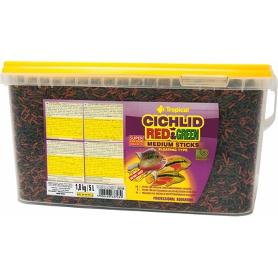 Tropical Cichlid Red and Green Medium Sticks 5 l