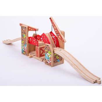 Bigjigs Toys Дървена играчка Bigjigs - Двоен вдигащ се мост (BJT371)