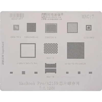 IC šablóna pre spájkovanie MacBook Pro 13" (A2159 / 2019) – MAC 7 MAC1414
