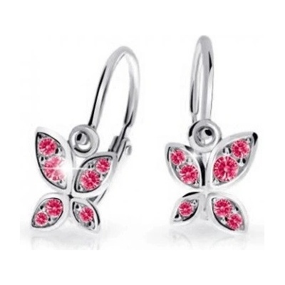 Cutie Jewellery Detské náušnice z bieleho zlata Motýlikovia C2259-10-X-2 fuchsiová