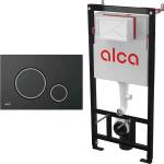 Alcadrain Комплект тоалетно казанче с вградена рамка Alca AM101/1120 и бутон M778, матово черно - лъскав хром (AM101/1120+M778)