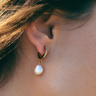 ORNAMENTI Pozlacené náušnice Pearl zircon gold ORT800142