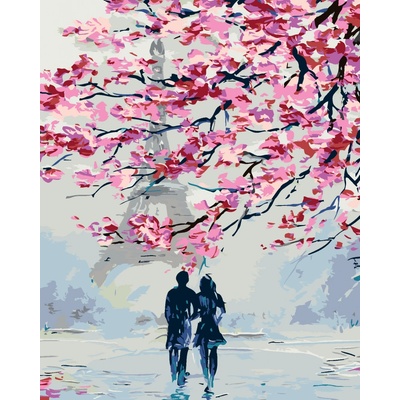 zuty Malování podle čísel Romantická procházka po Paříži 80 x 100 cm bez rámu a bez vypnutí plátna